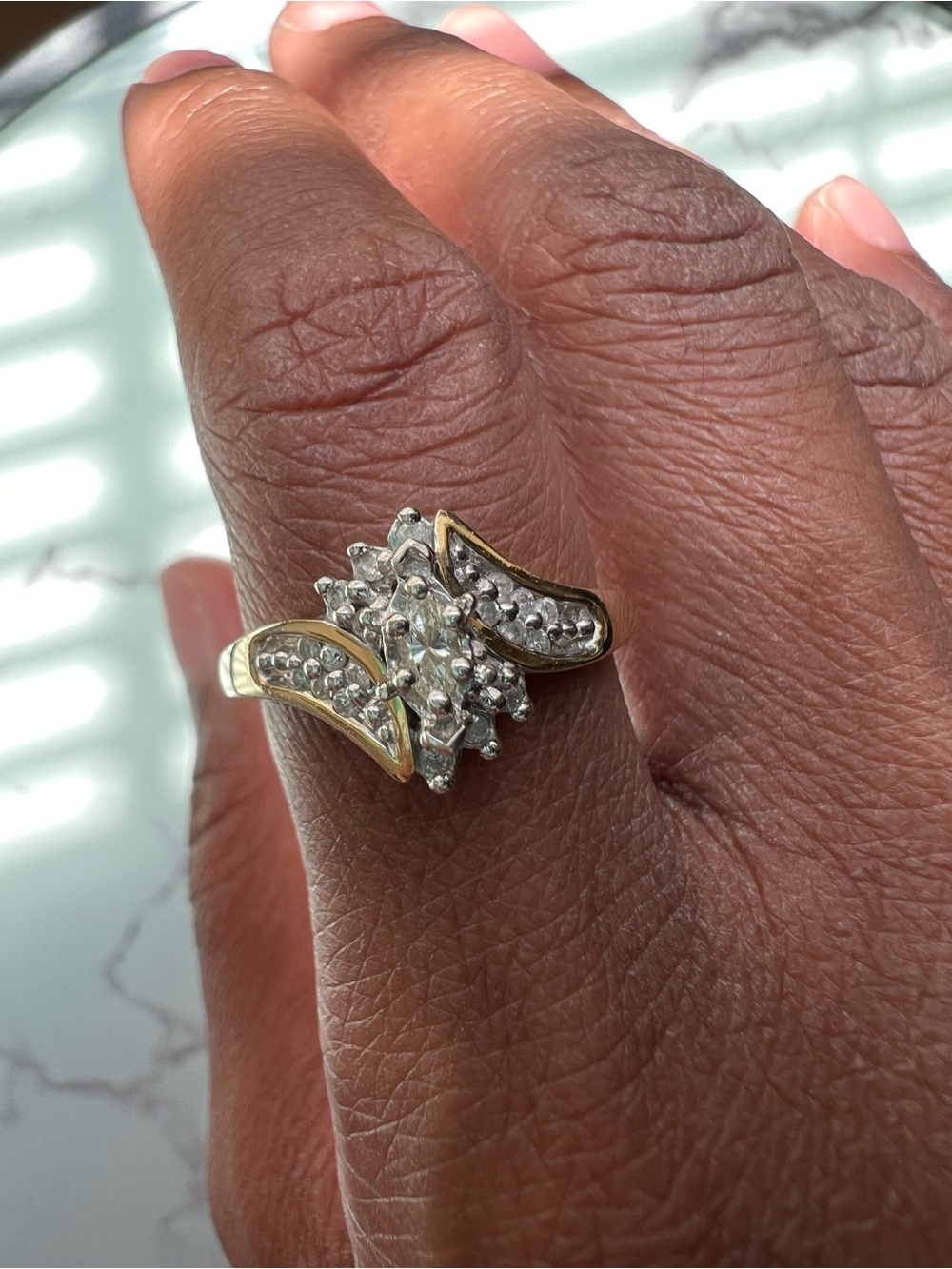 14k Gold and Diamond Cluster Ring